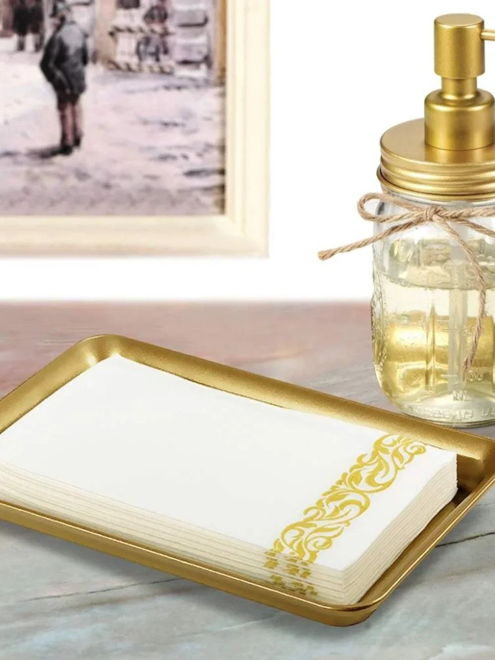 Farmhouse Metal Vanity Tray Guest Hand Towel Dispenser Kitchen Bathroom Decor - Picture 7 of 7